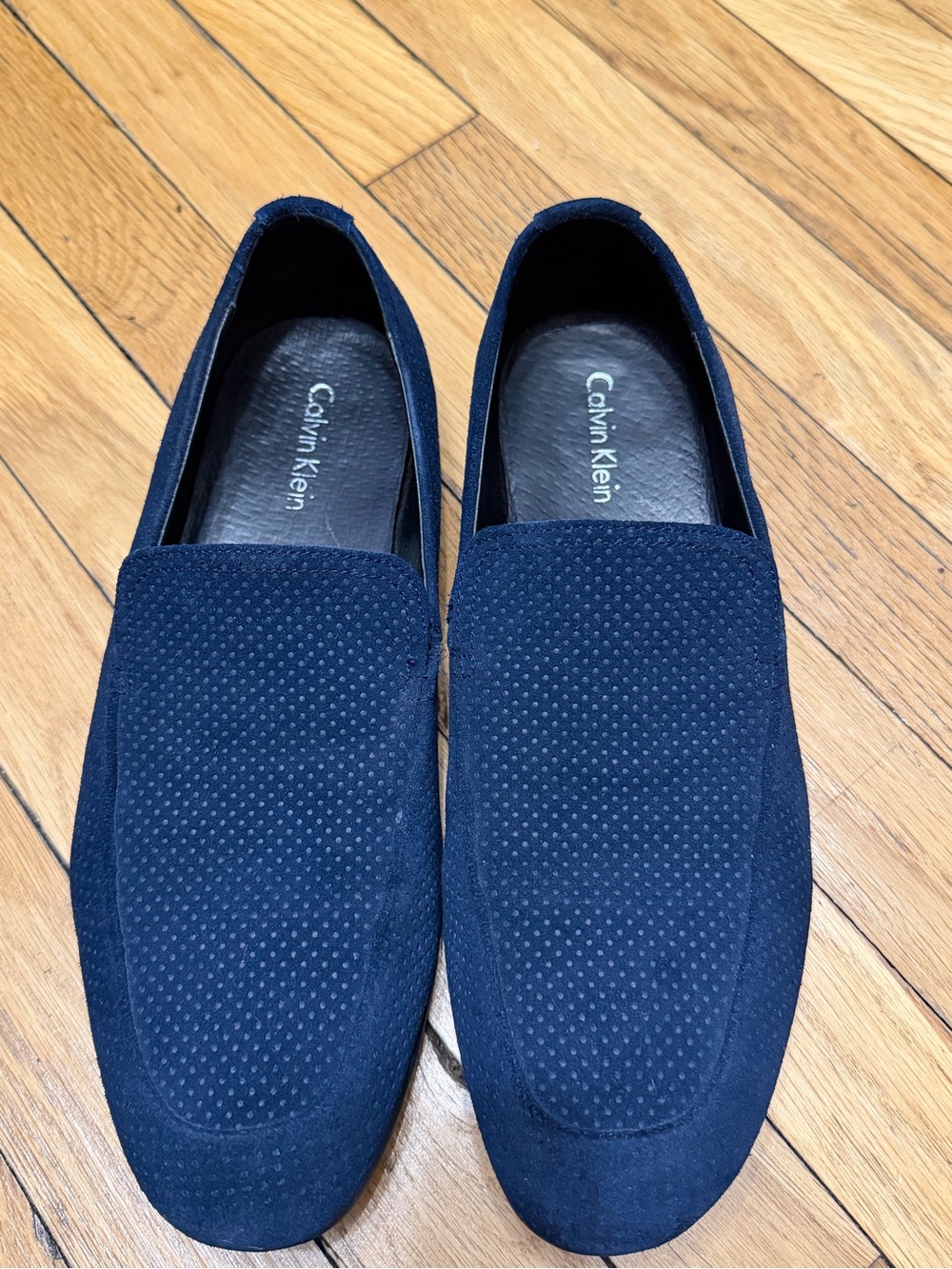 Calvin Klein Men’s Dark Blue Suede Slip-On Loafers (Ч)